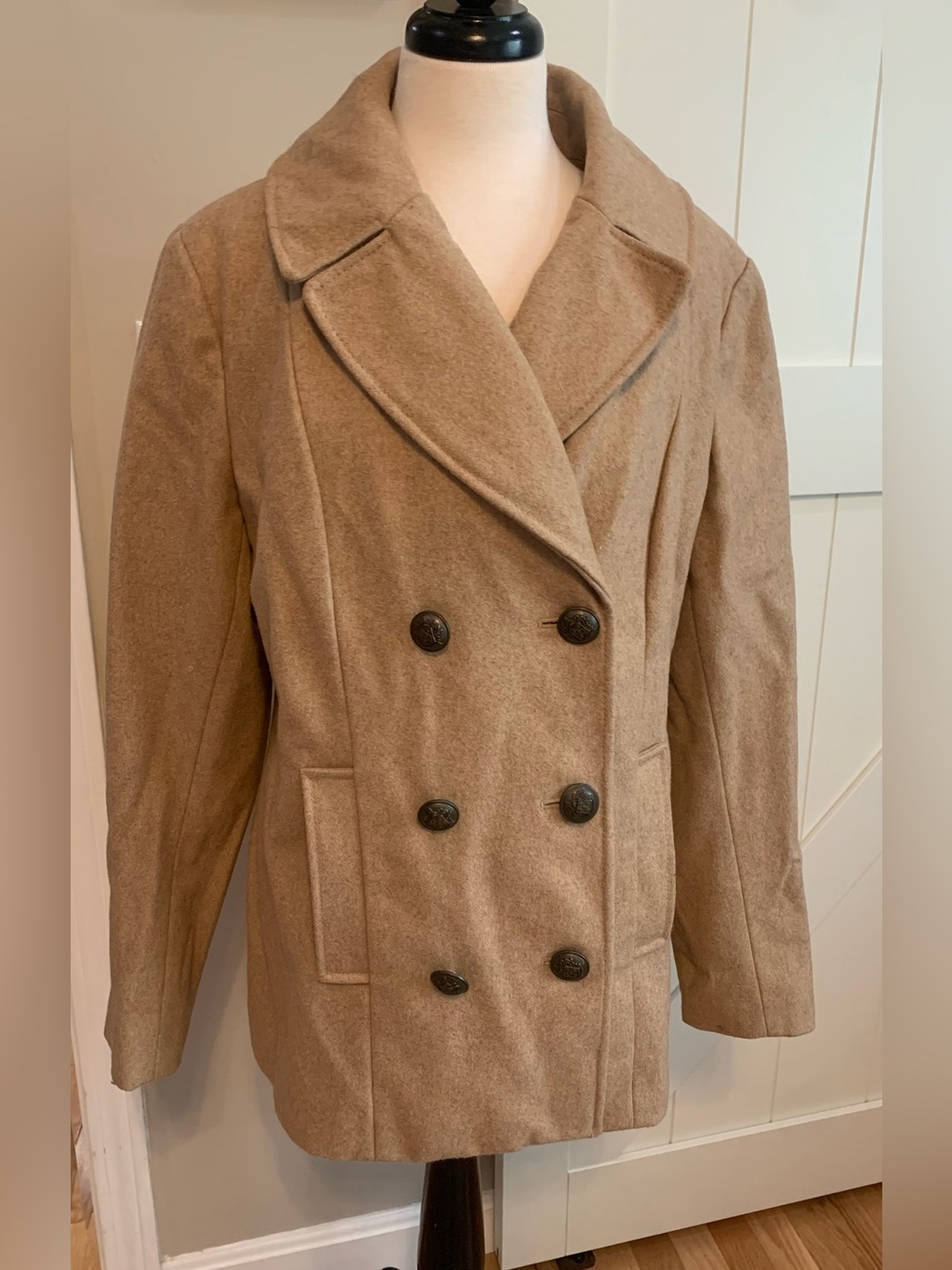 Merona Tan Double-Breasted Peacoat